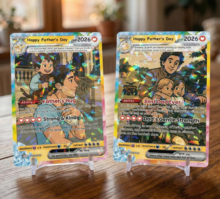 Custom Pokemon Card From Photo Personalized Father's Day Holo Card, Gift for Dad, Anniversary