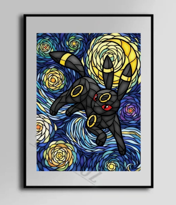 Umbreon Stained Glass Canvas Poster Wall Art Home Decor