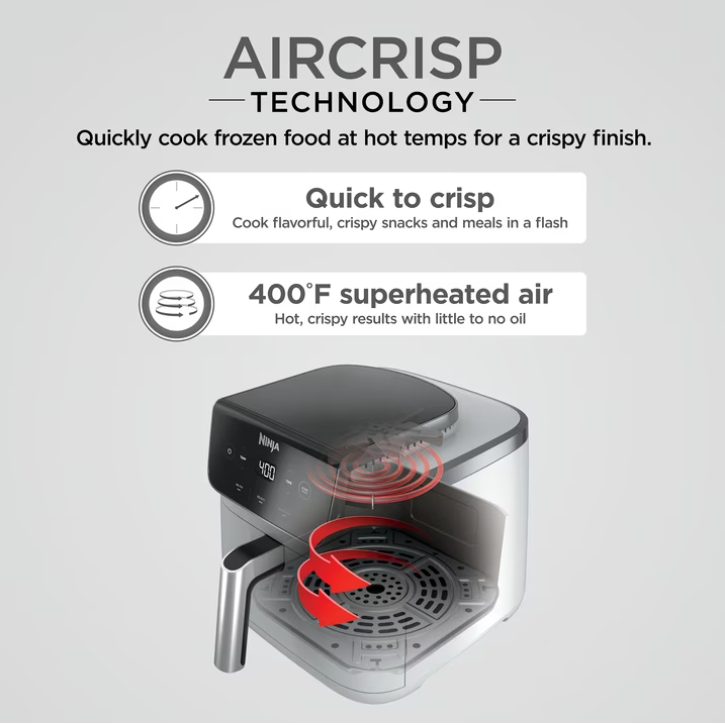 Ninja Air Fryer Pro XL 5-Qt, 3-in-1, 400°F Air Crisp Technology, Nonstick Crisper Plate, AF140WMWH White