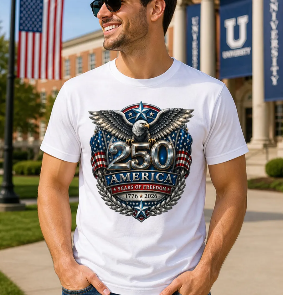 America 250 Shirt 2026, Patriotic Eagle T-Shirt, 4th of July Shirt, USA Flag Tee, Red White Blue Shirt, Independence Day Outfit, Unisex Tee