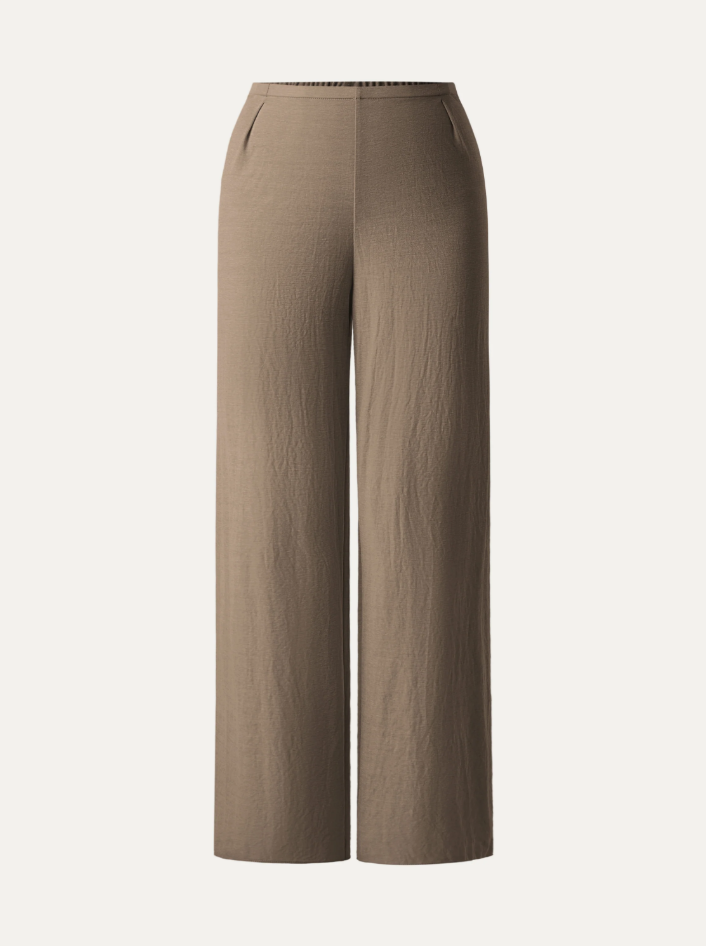 Wrinkle-resistant Cotton-linen Mid Rise Straight Leg Pant