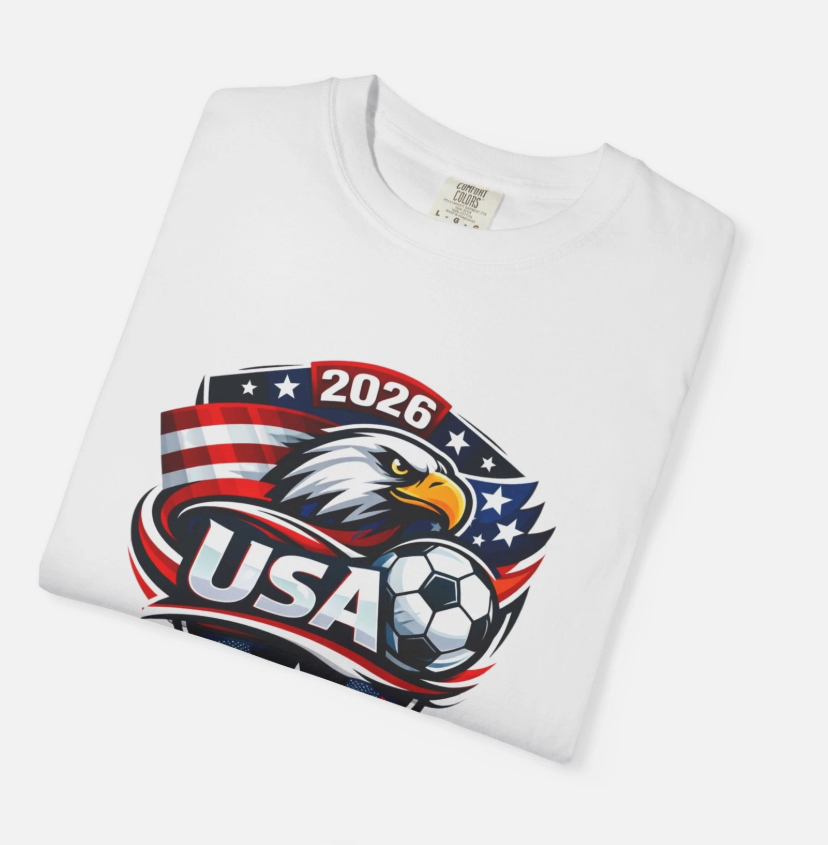 USA Eagle Soccer 2026 T-Shirt | American Flag Crest