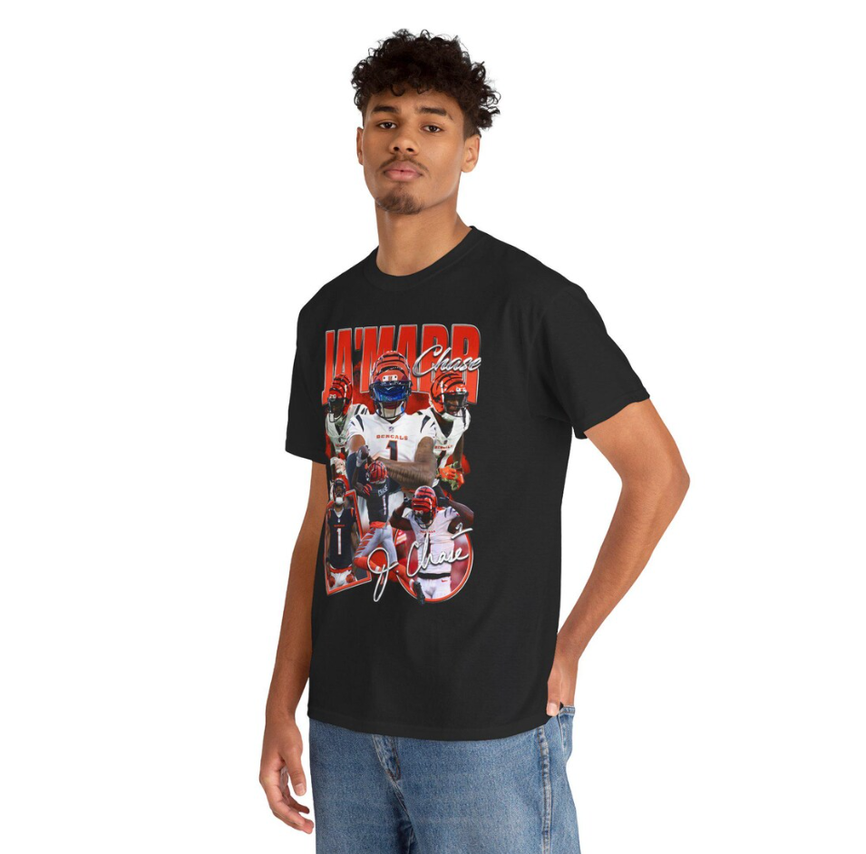 JaMarr Chase v2 Cincinnati Chad Johnson Ocho Cinco Carson Palmer AJ Green Andy Dalton Geno Atkins Terrell Owens Joe Burrow Boomer NFL Shirt