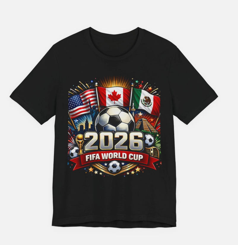 2026 FIFA World Cup Soccer Tee | USA Canada Mexico Flags