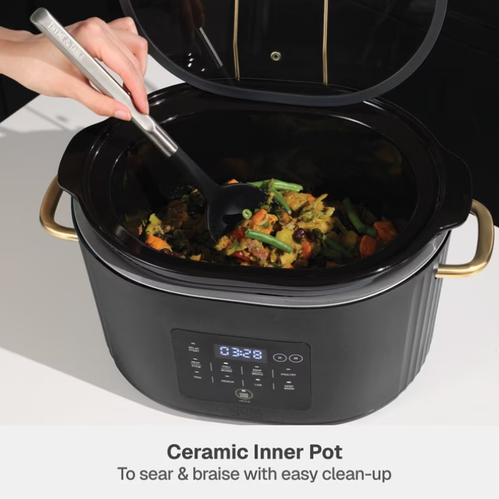 Thyme & Table 6QT Programmable Slow Cooker, Slate Grey