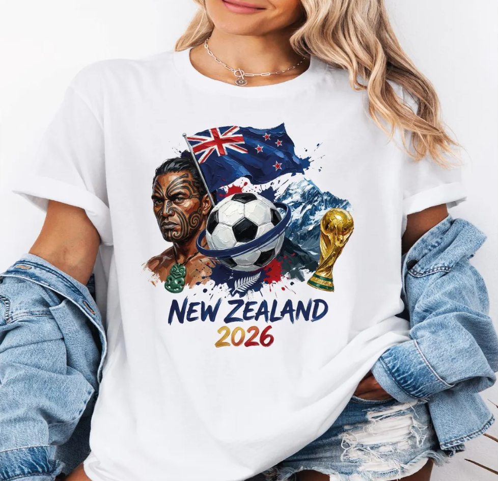 New Zealand 2026 Shirt, World Cup Soccer Tee, NZ Flag Football T-Shirt, FIFA 2026 Fan Gift, Maori Style Graphic Tee
