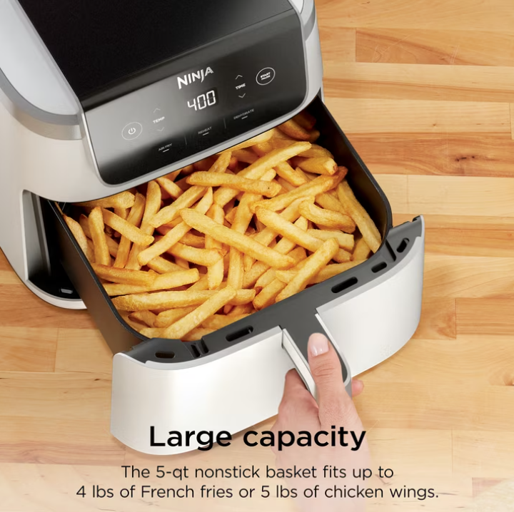 Ninja Air Fryer Pro XL 5-Qt, 3-in-1, 400°F Air Crisp Technology, Nonstick Crisper Plate, AF140WMWH White