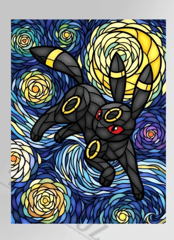 Umbreon Stained Glass Canvas Poster Wall Art Home Decor