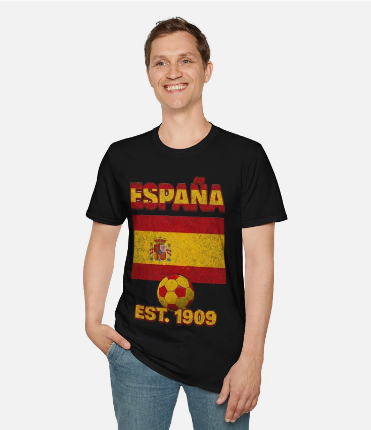 España Spain Flag Futbol Soccer T-Shirt | Nations Heritage Collection | Vintage