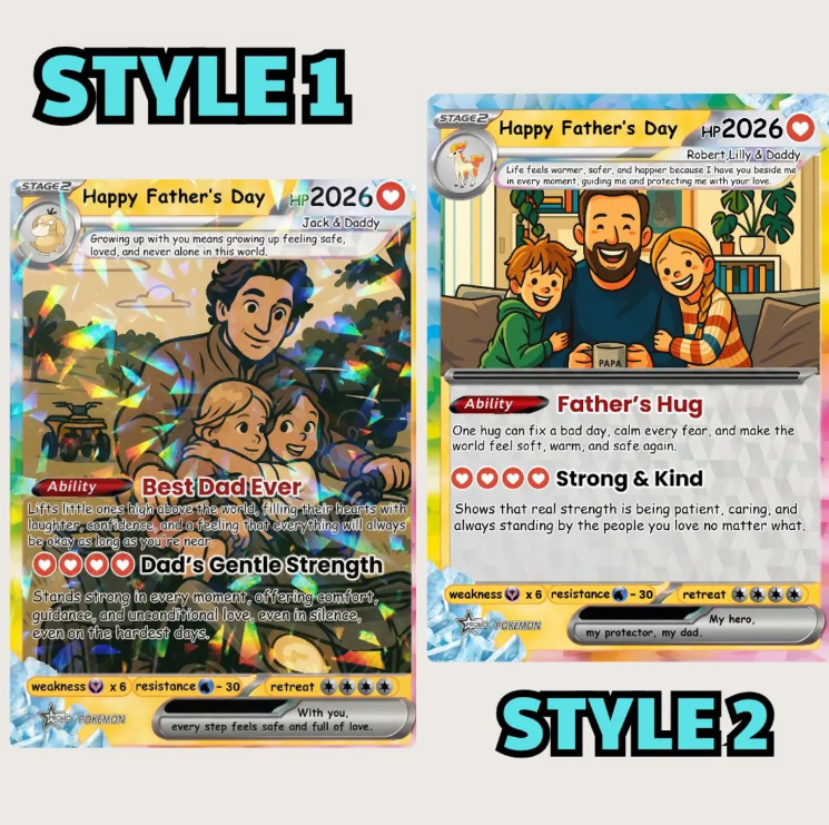 Custom Pokemon Card From Photo Personalized Father's Day Holo Card, Gift for Dad, Anniversary