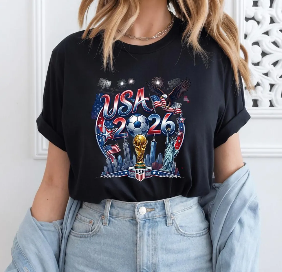 USA 2026 World Cup T-Shirt, America Soccer Fan Shirt, Statue of Liberty Eagle Football Tee, Patriotic Soccer Trophy Shirt