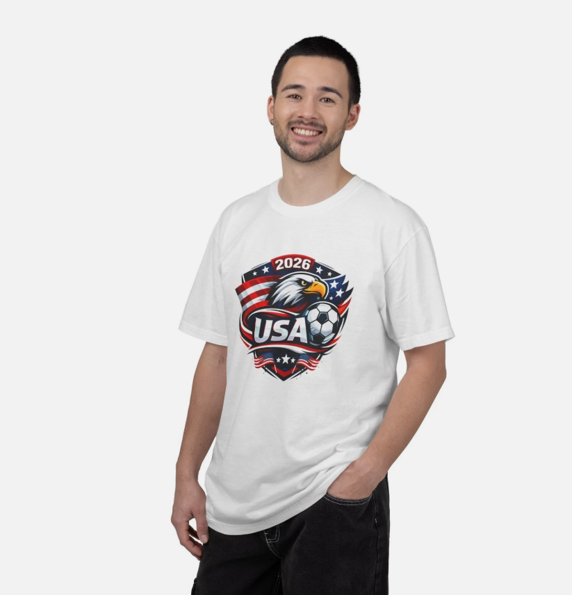 USA Eagle Soccer 2026 T-Shirt | American Flag Crest