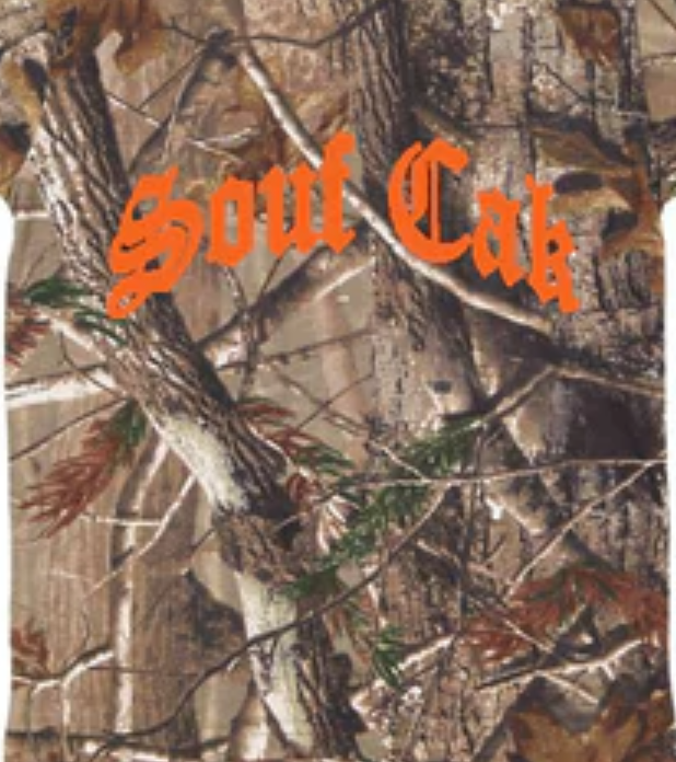 The Souf Cak Forest Camo Shirt- Orange Logo