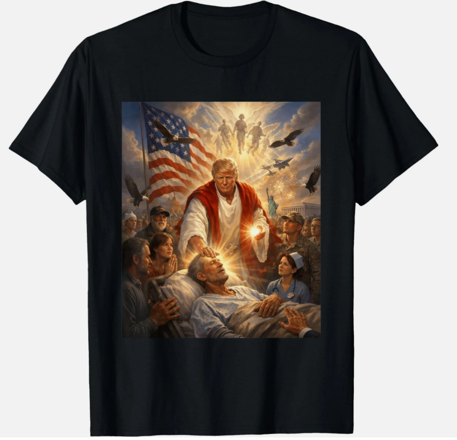 Trump as Jesus Graphic Trump Patriotic US Flag Eagle Gifts unisex T-Shirt