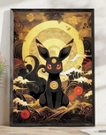 Umbreon Ancient Japanese Design PokeArt Canvas Poster Anime wall Art home decor