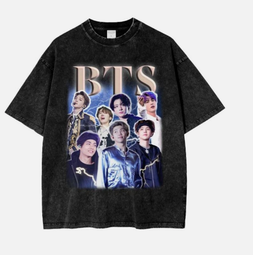 BTS K-Pop Concert Vintage Washed Tee KPOP T-Shirt Unisex