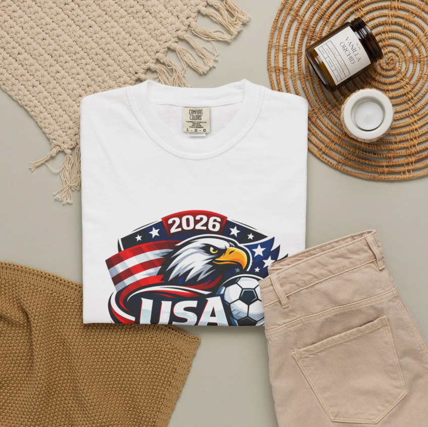USA Eagle Soccer 2026 T-Shirt | American Flag Crest