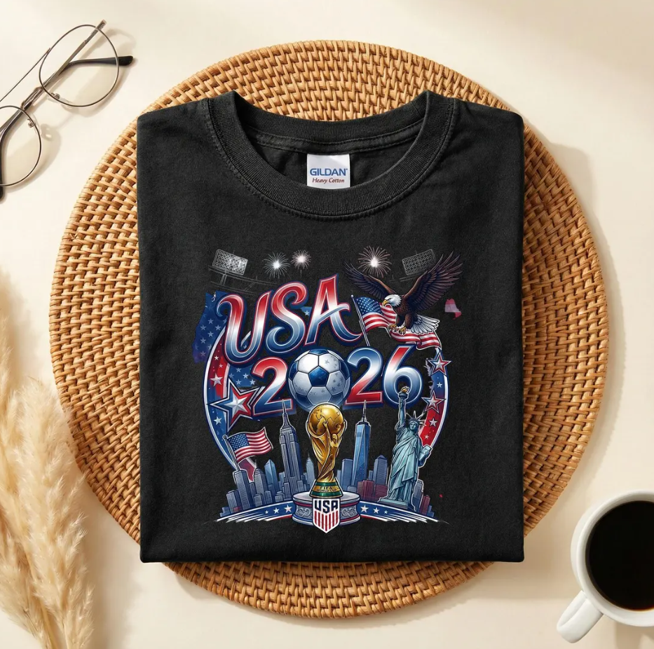 USA 2026 World Cup T-Shirt, America Soccer Fan Shirt, Statue of Liberty Eagle Football Tee, Patriotic Soccer Trophy Shirt