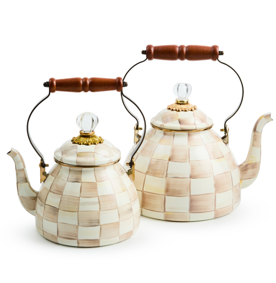 MacKenzie-Childs Mocha Check Tea Kettle - 2-Qt.