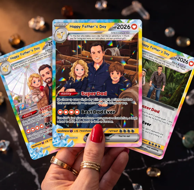 Personalized Pokemon Card From Photo Custom Father's Day Holo Card,Anniversary Birthday Gift