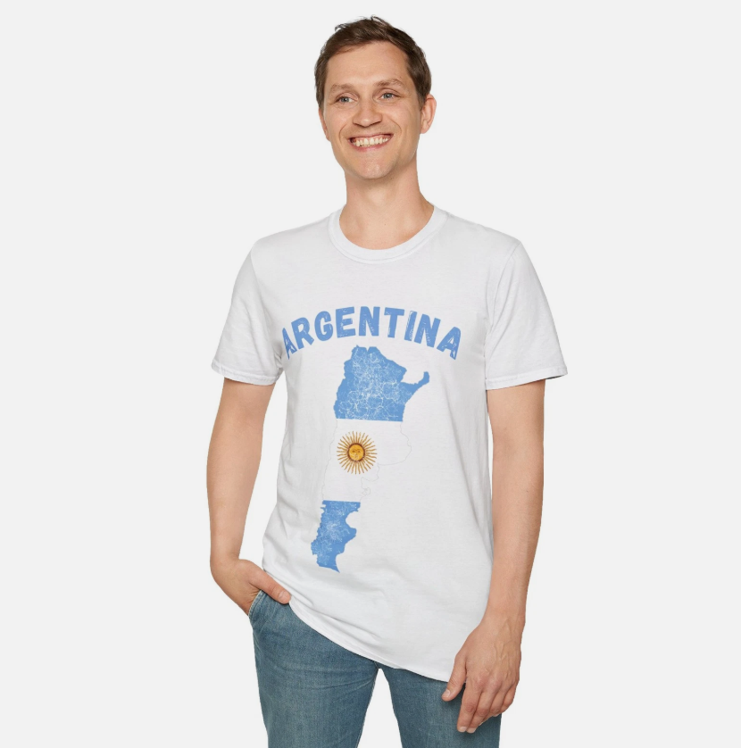 Argentina Flag Unisex Soft T-Shirt, World Cup Shirt, Gift for him, Gift for Her