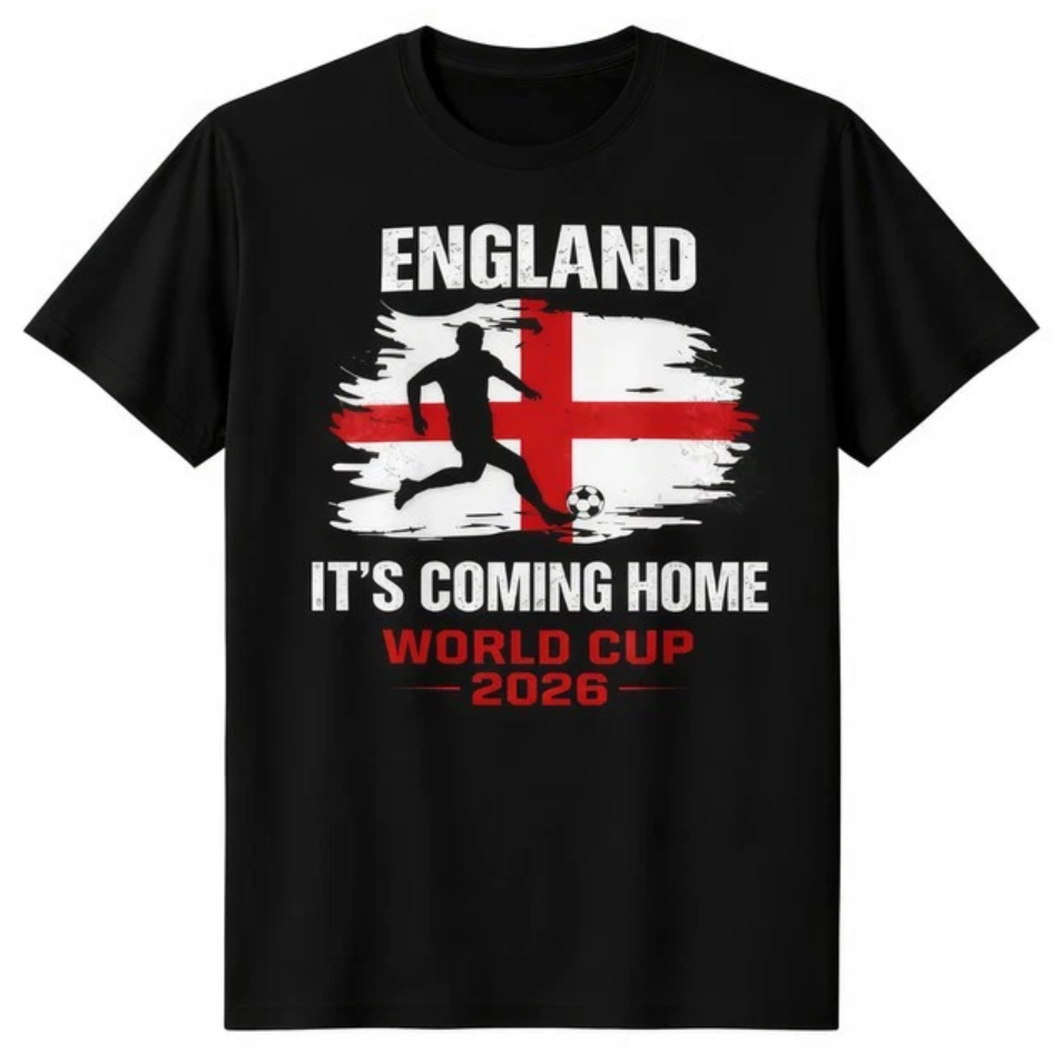 England 2026 Its Coming Home Football Fan T Shirt Soccer Graphic Tee