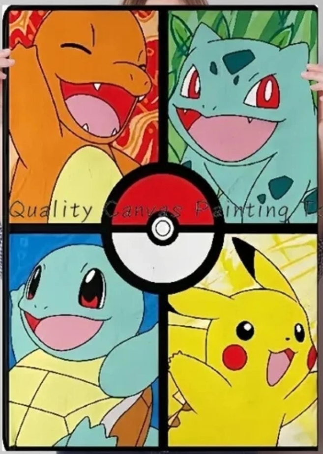Starter PokeArt Canvas Poster Wall Art Home Decor