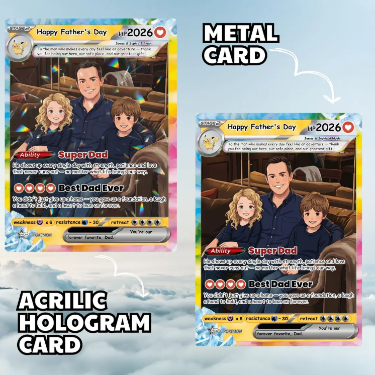 Personalized Pokemon Card From Photo Custom Father's Day Holo Card,Anniversary Birthday Gift
