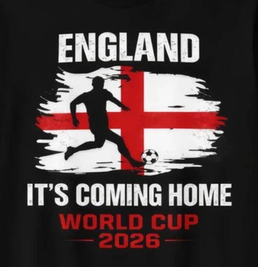 England 2026 Its Coming Home Football Fan T Shirt Soccer Graphic Tee