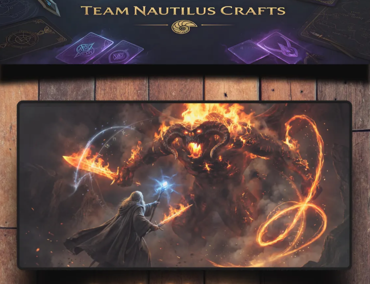 Gandalf vs Balrog- Lord of the Rings Epic Fantasy Desk Mat