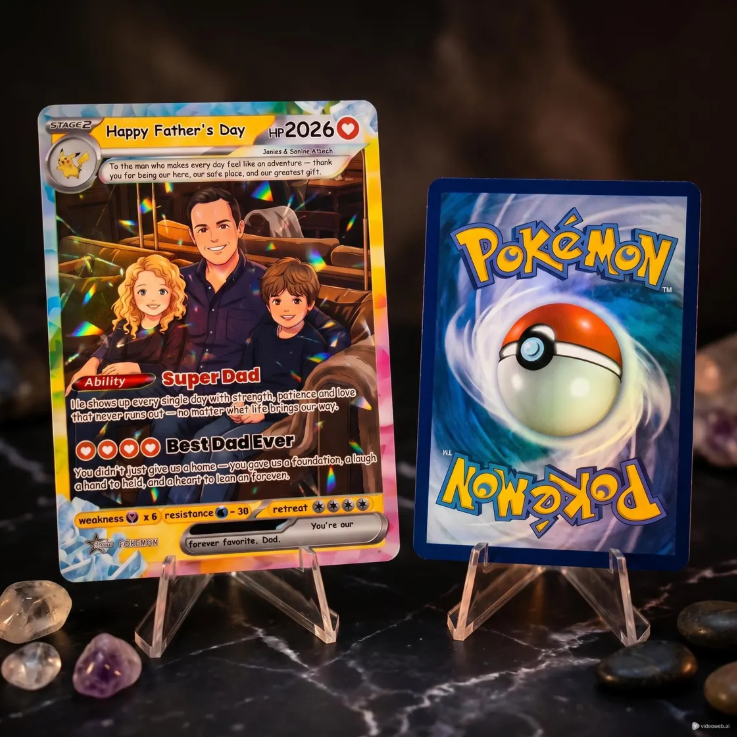 Personalized Pokemon Card From Photo Custom Father's Day Holo Card,Anniversary Birthday Gift
