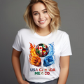 USA Canada Mexico Soccer Ball T-Shirt | North America Flags Fan Tee