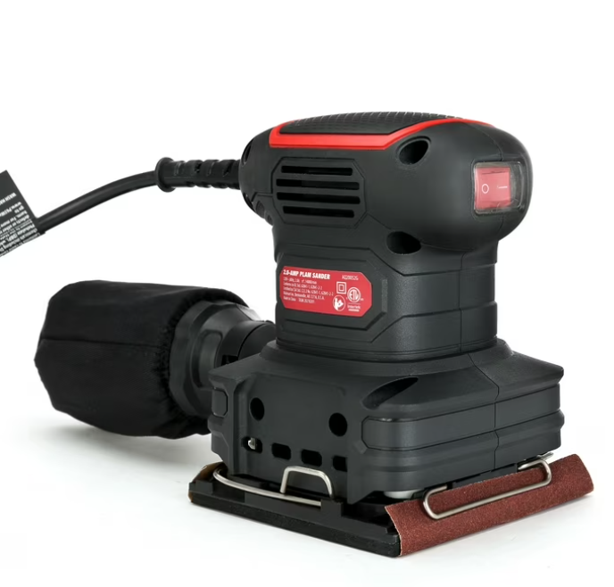 Hyper Tough 2 Amp Corded 1/4 Sheet Palm Sander with Dust Bag, Vacuum Hose Adapter, Punch Plate & 3 Sanding Sheets, New Condition