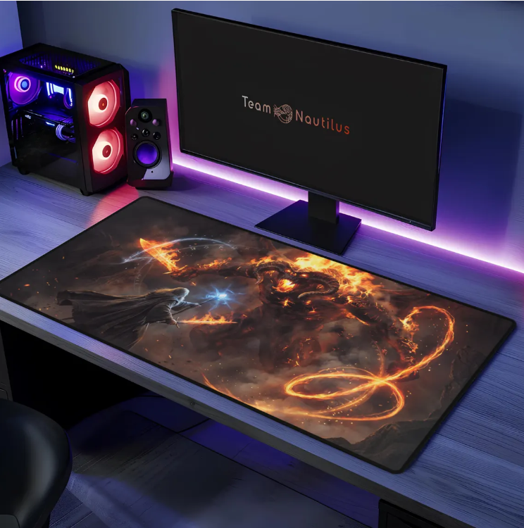 Gandalf vs Balrog- Lord of the Rings Epic Fantasy Desk Mat