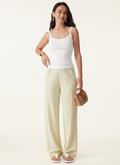 Wrinkle-resistant Cotton-linen Mid Rise Straight Leg Pant