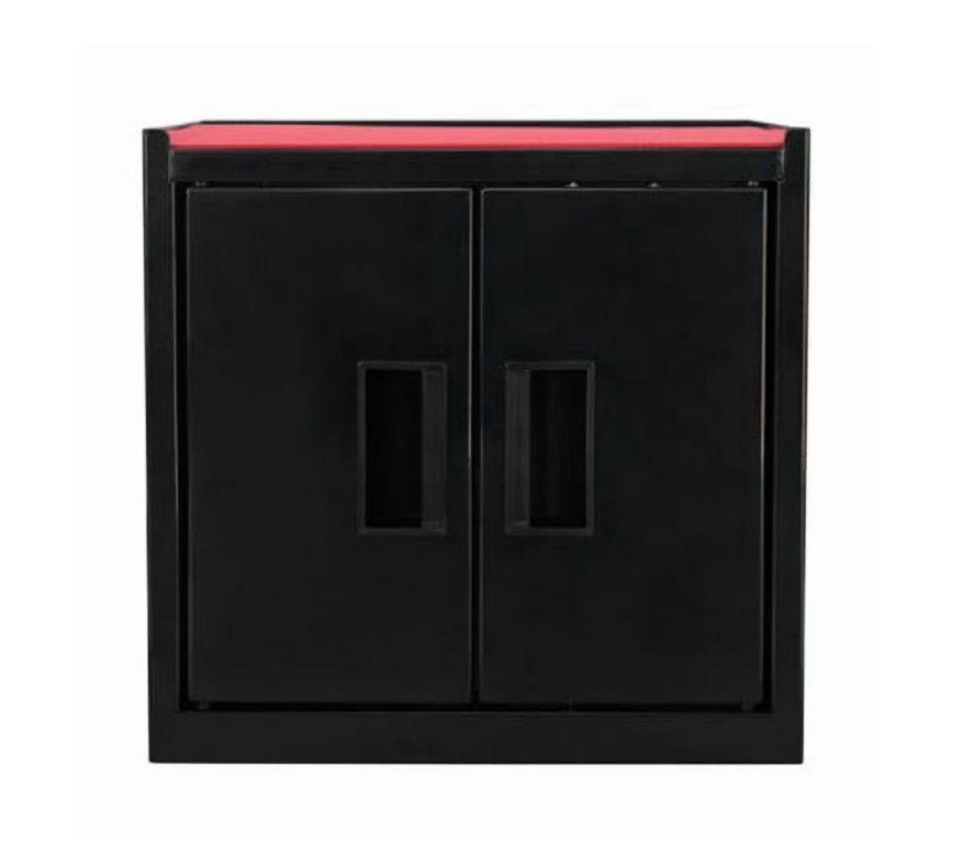 Hyper Tough Mini Tool Cabinet – 11.6-Inch Steel Storage Cabinet, Black, Double Doors & Non-Slip Top Mat