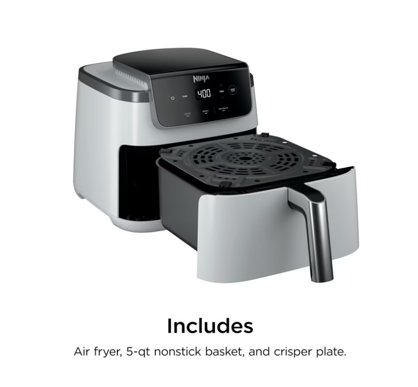 Ninja Air Fryer Pro XL 5-Qt, 3-in-1, 400°F Air Crisp Technology, Nonstick Crisper Plate, AF140WMWH White