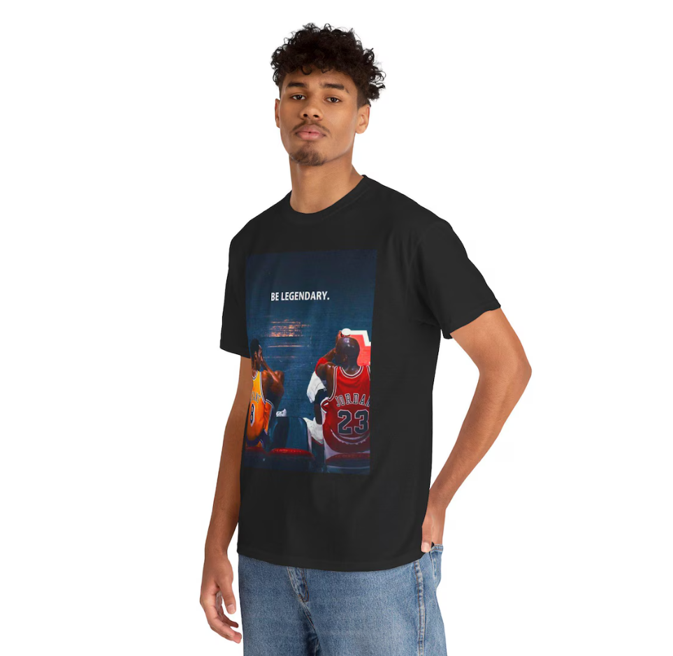 Michael Jordan and Kobe Bryant T Shirt Autograph Edition Basketball Legends Tribute