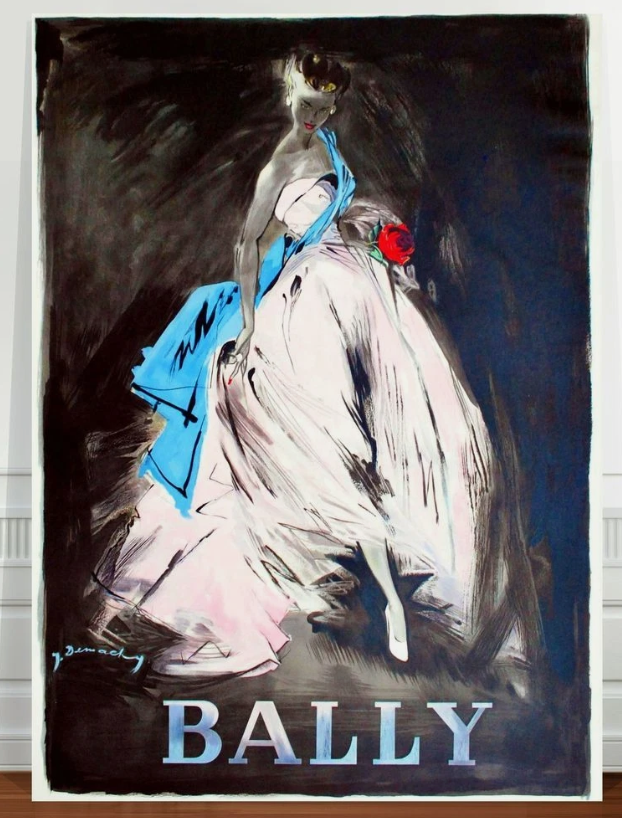 Stunning classic Bally fashion poster ~ Print on canvas - White dress