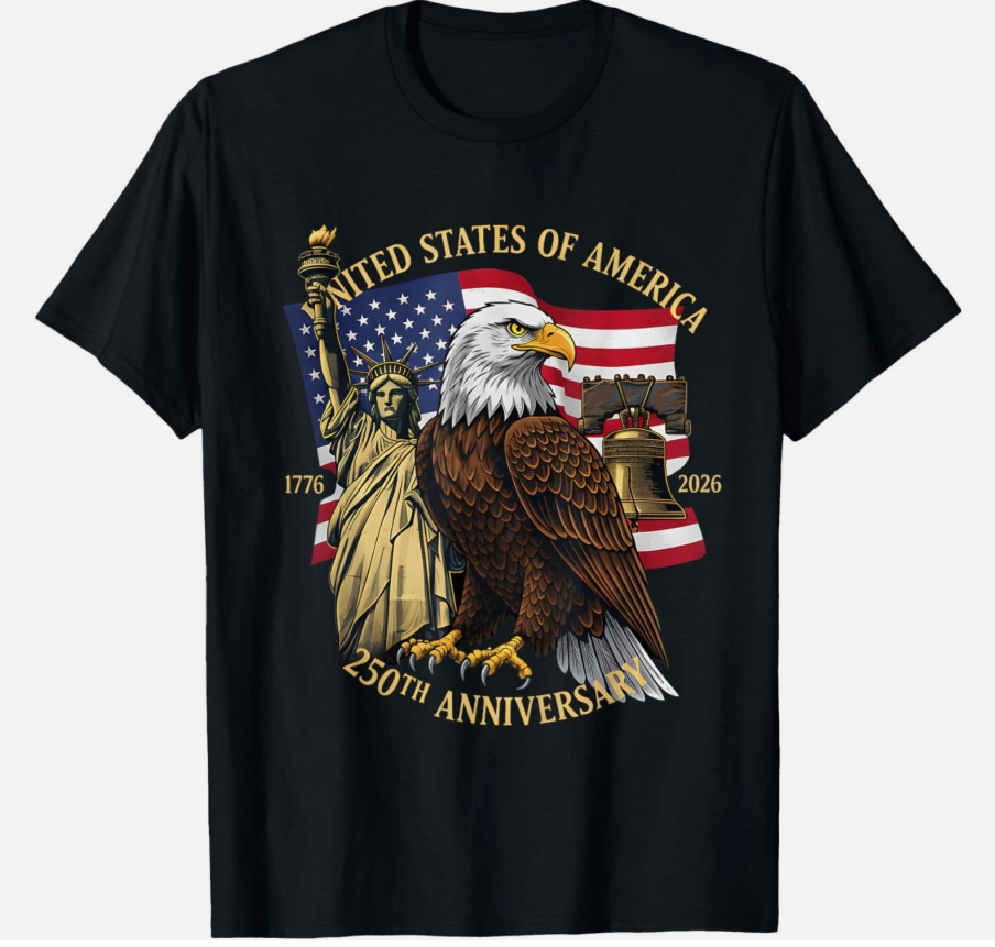 250 Years 1776-2026 250th Birthday Eagle Liberty Bell T-Shirt unisex T-Shirt