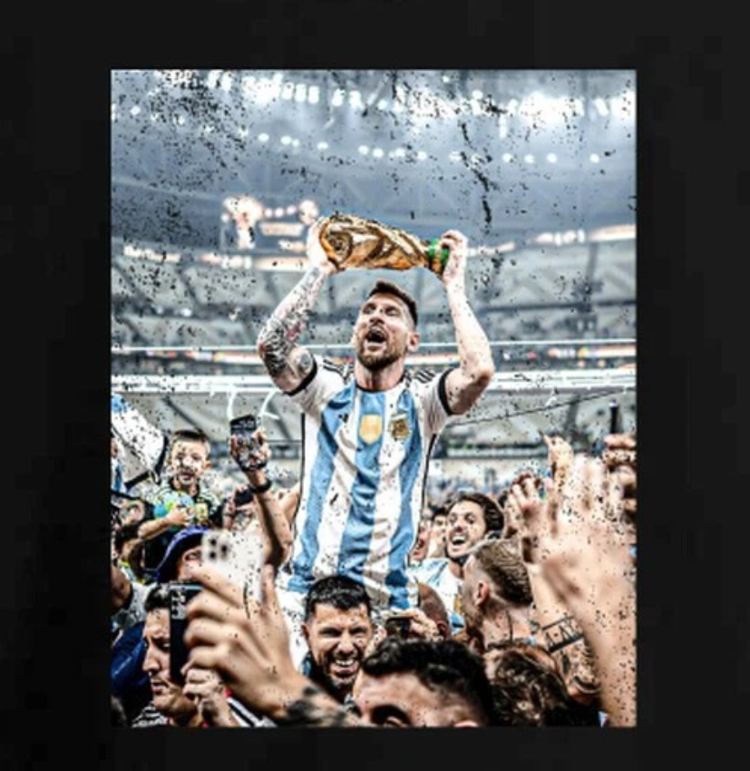 Lionel Messi Lifting World Cup Distressed T Shirt