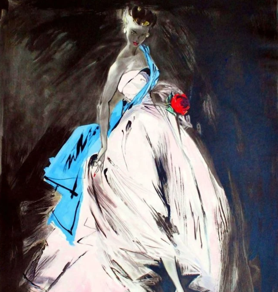 Stunning classic Bally fashion poster ~ Print on canvas - White dress