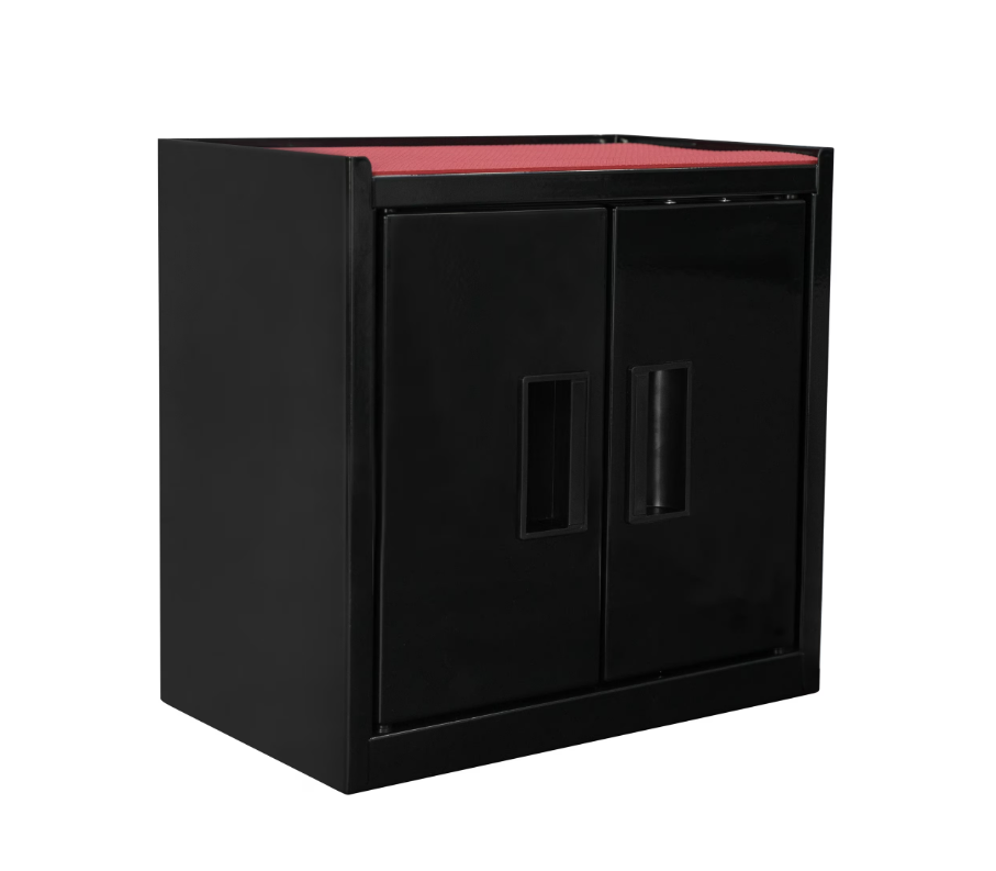 Hyper Tough Mini Tool Cabinet – 11.6-Inch Steel Storage Cabinet, Black, Double Doors & Non-Slip Top Mat