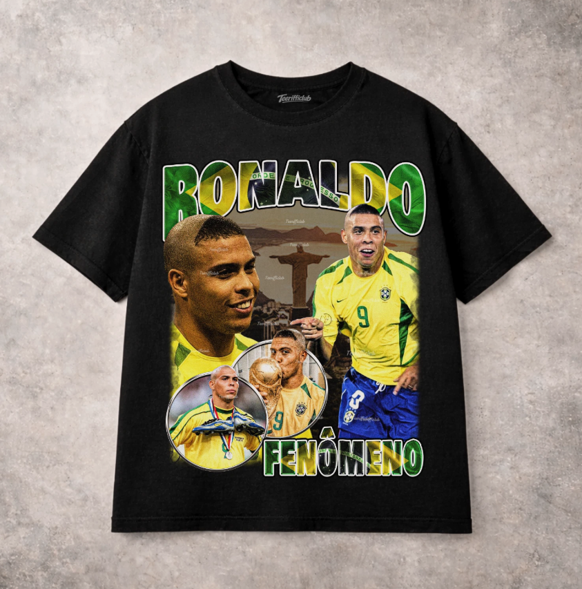 Ronaldo Fenomeno Brazil T Shirt Soccer Football Legend World Cup Graphic Tee