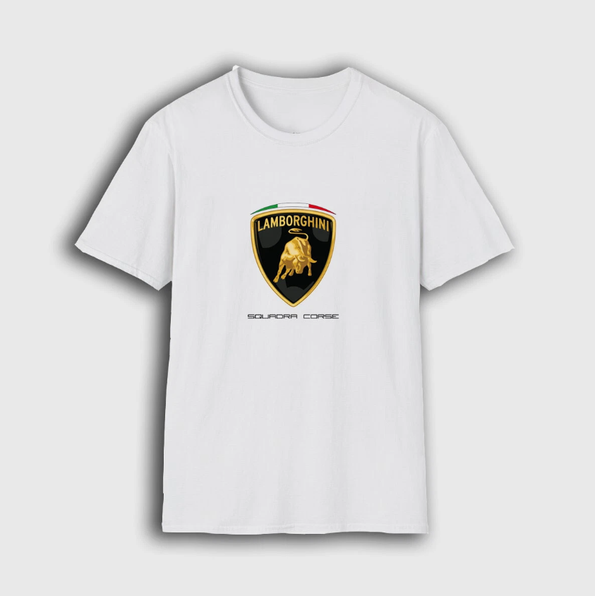 t shirt men LAMBORGHINI BLACK Logo T-Shirt American Men's T-Shirt