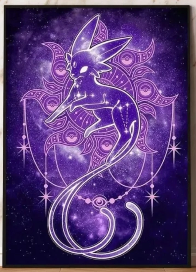 Espeon PokeArt Canvas Poster Wall Art Home Decor