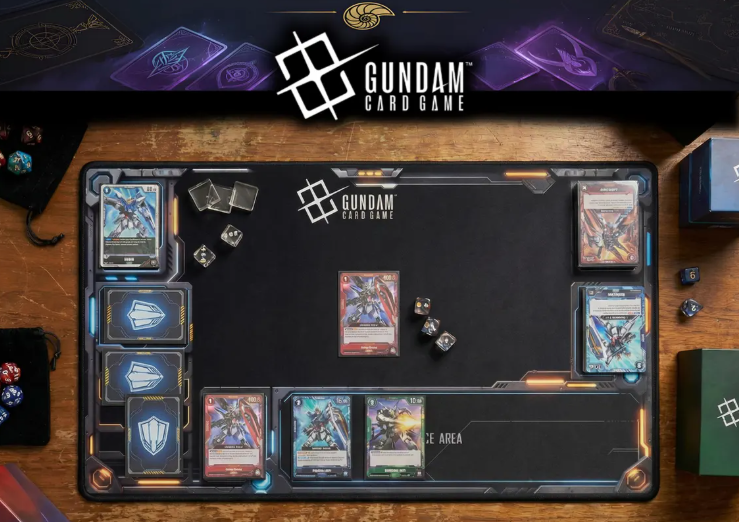 Gundam Inspired Mech HUD Playmat – Sci-Fi TCG Gaming Mat