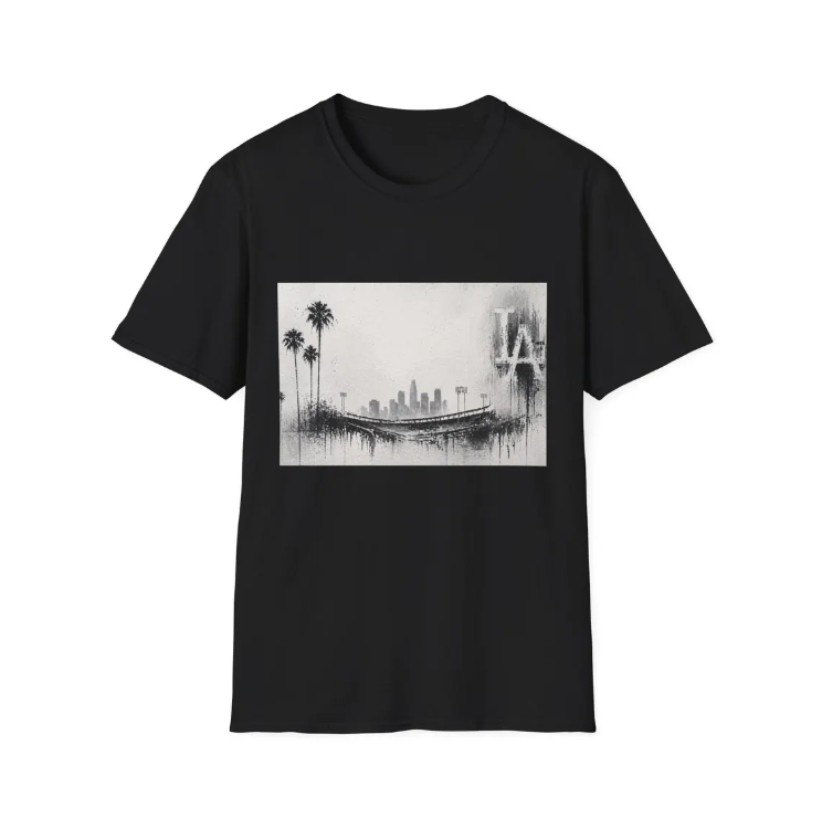 Los Angeles Skyline T-Shirt Monochrome LA Cityscape Dodgers Tee