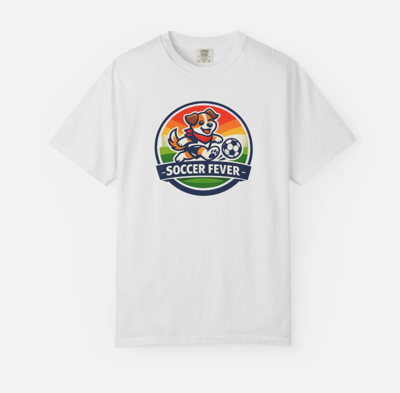 Soccer Fever Puppy T-shirt | Cute Dog Soccer Graphic Tee