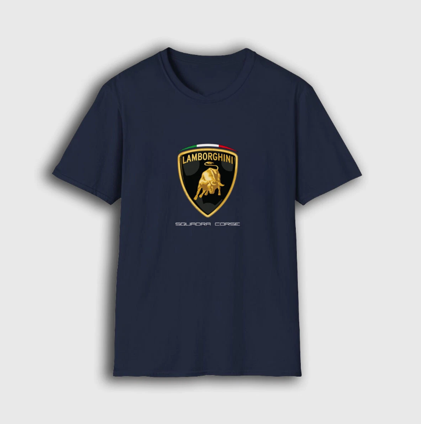 t shirt men LAMBORGHINI BLACK Logo T-Shirt American Men's T-Shirt